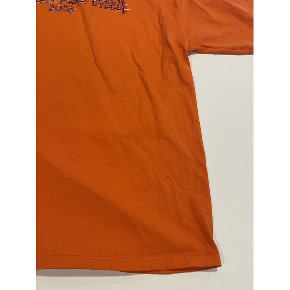 Sturgis Bike Week 2008 Long Sleeve Motorcycle T-Shirt Double Sided Orange Flames - Picture 9 of 16